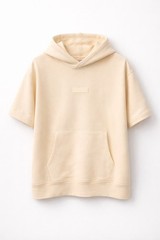 DRJ Essentials Short Sleeve Hoodie Men M Dusty Yellow Streetwear Pullover NWT