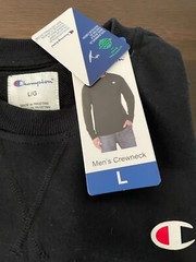 NEW! Mens Size L CHAMPION Thin-Sweatshirt Fleece Gray Embroidered Logo Pullover