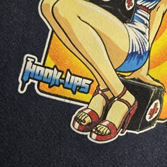 Vtg 90s Hook-Ups Skateboarding Nurse Graphic Sweatshirt Large Navy Blue 1990s