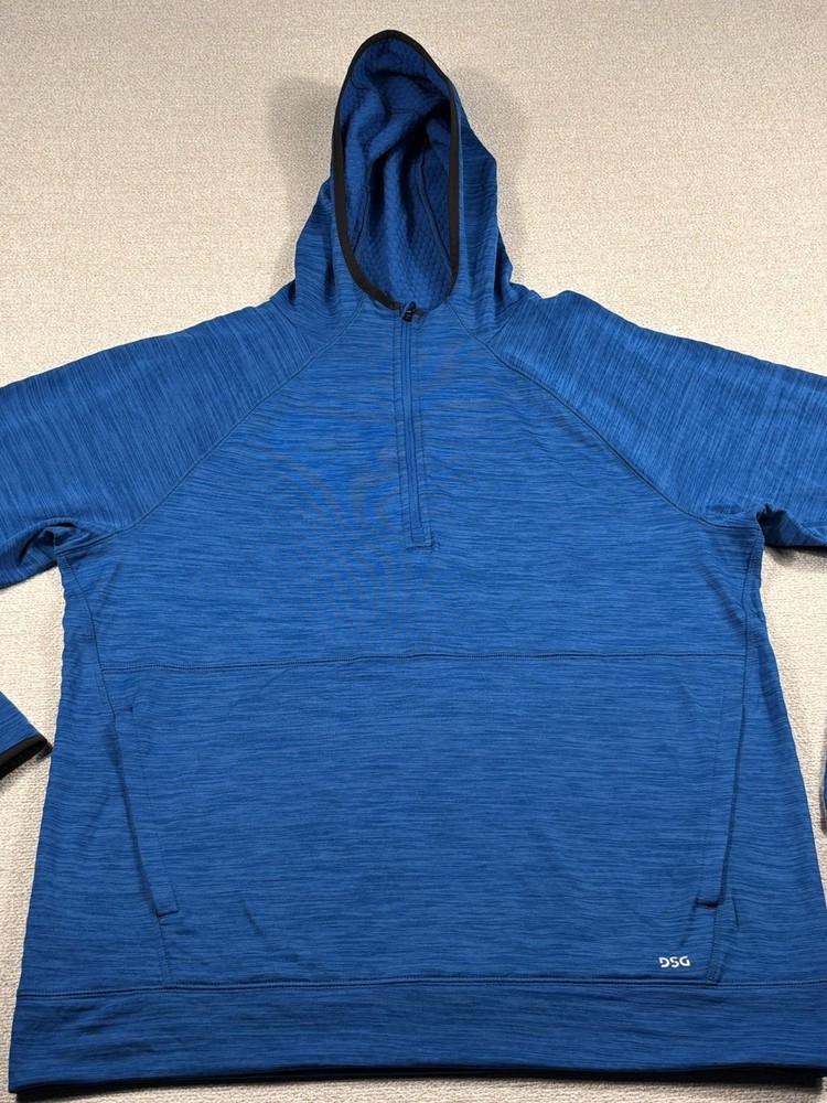 DSG Polarized 1/2 Zip Fleece Hooded Sweatshirt Men Large Heathered Blue Athletic
