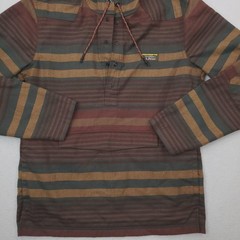 Vintage LL Bean Hoodie Mens Small Multicolor Striped Flannel Wool Blend Pullover