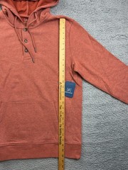 George Hoodie Sweatshirt Mens Medium Orange Henley Button Pullover NWT