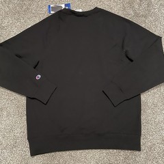 Champion Men’s Crewneck Sweatshirt NWT Size Large Black Chest And Arm Logo