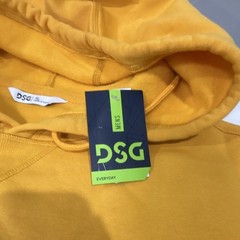 DSG Everyday Men’s Fleece Pullover Hoodie Yellow XL Regular Hooded Pockets