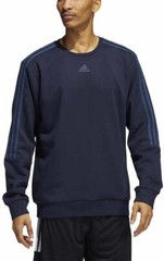 Adidas Men’s 3-Stripe Fleece Crew Neck Sweatshirt Black H09271 Variety Sizes
