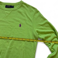 Polo Ralph Lauren Mens Lime Green Crewneck Sweatshirt Purple Pony Logo Size M