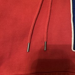 Lacoste LIVE Hoodie Mens XXS Red Oversized Chenille Logo Pullover SH3613
