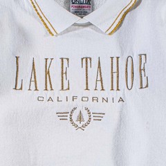 Vintage 90s Lake Tahoe Collared Sweatshirt Large L Embroidered Grandpa Core