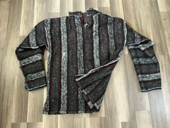 Artesanias Sanfe Mexican Drug Rug Hoodie Poncho Striped Surf Gorpcore Festival L