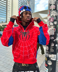 Spider Hoodie Mens Zip Up Long Sleeve Comic Superhero Mask Hoodie Jumper S-XXL