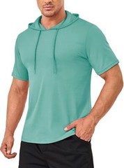Men’s Summer Hoodie Short Sleeve Cotton Shirts Casual Sport Quick Dry Sweatshirt