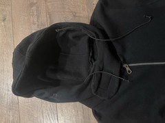 Japanese Brand Men’s Black Full Zip Hooded Hoodie w/ Pockets Solid Size S