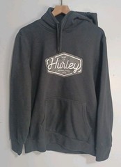 Hurley Surf Co. Hoodie Men’s Sz L Black Graphic Print Sweatshirt Pullover Beach