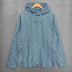 Maerleg Performance Hoodie Blue Geometric Tile Print Pullover Athletic Large