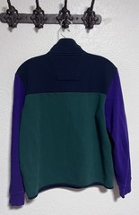 Vtg Sm Nautica Blue Sail Colorblock Quarter Zip Fleece Spellout Purple Green 90s