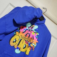 Kid Cudi Hoodie Mens Large Blue A Kid Named Cudi Music Rap Hip Hop Grafiti