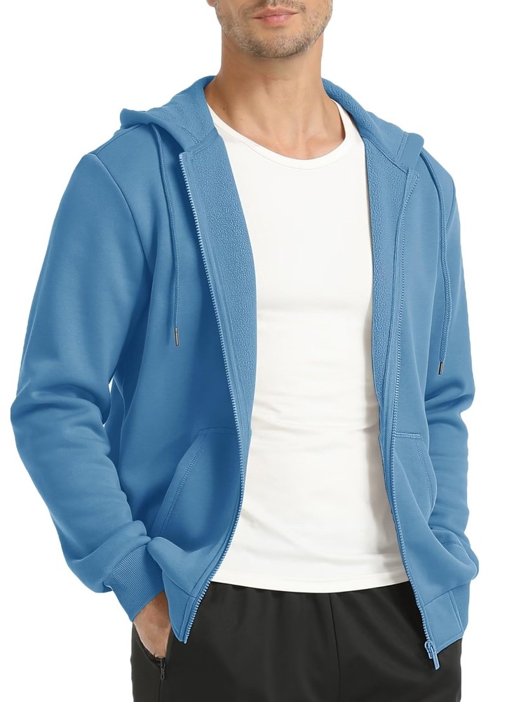 Men’s Sweat Jacket Full Zip Hoodies Spring Casual Lightweight Warm Sweatshirts