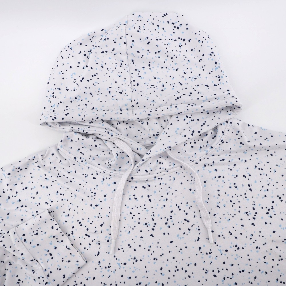 Burlebo Speckled Performance Hoodie White Long Sleeve Mens Large