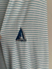 UPF 50+ Men’s L White/Blue Striped Pullover Hoodie Long Sleeve Nautical