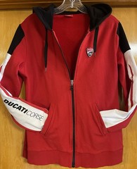 DUCATI CORSE Mens M Hoodie Full Zip Front Track Jacket, Sweat Jacket Red & Black
