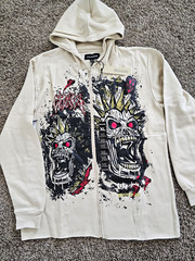 Reason Brand Khaki Mayhem Hoodie Zip Up Sweatshirt RR5-023 New in Bag $49 SRP
