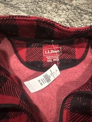 LL Bean Men’s XXL Traditional Fit 1/4 Zip Deep Red Check Sweatshirt