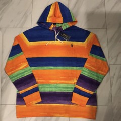 Polo Ralph Lauren Men’s Vibrant Stripe Pullover Hoodie Orange Blue $168 New