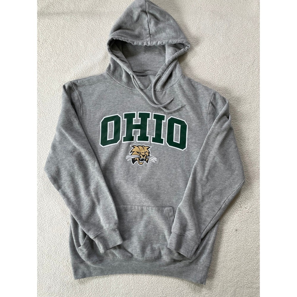 Ohio University Mens Medium Hoodie Gray Bobcats NCAA Collegiate Sweatshirt