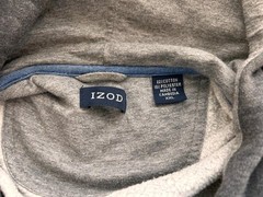 Izod hoodie size 2XL long sleeve mens gray full zip front pocket