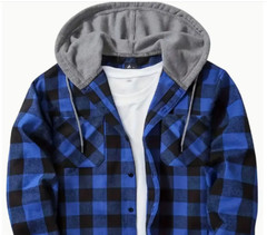 Hoodie Blue-Red-Purple-Green Dark Gray Shirt Flannel Look L-XL-2XL-3XL Free Ship