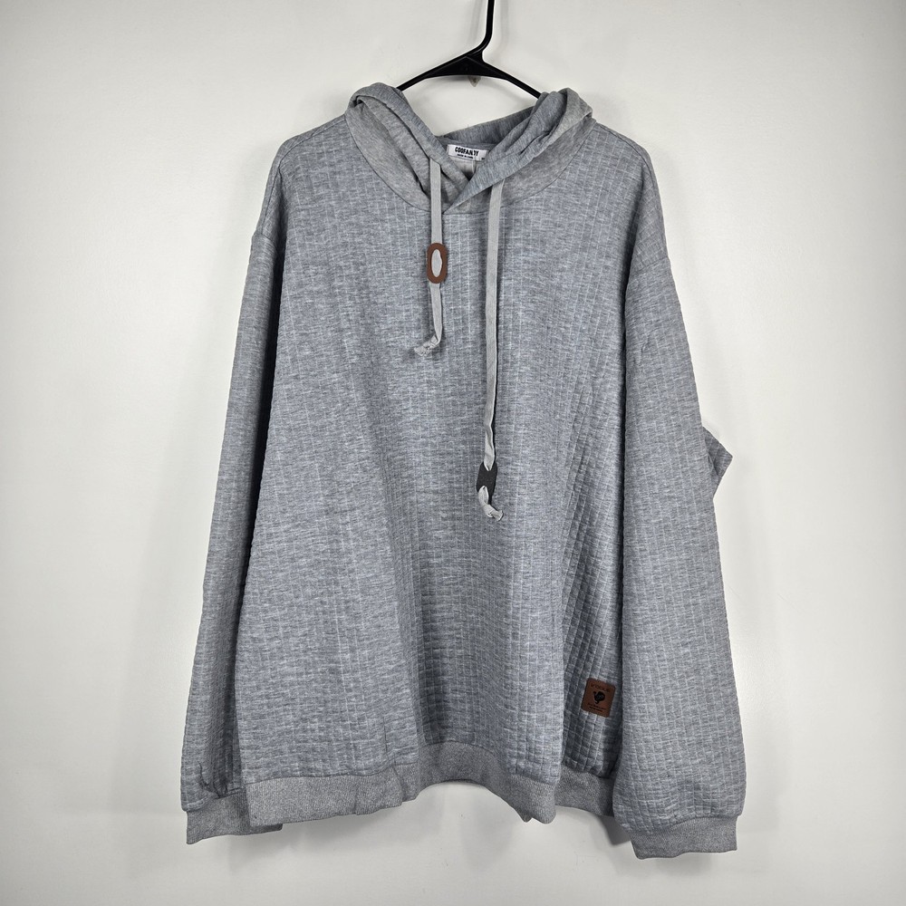 Coofandy Men’s Size 3XL Gray Quilted Pullover Hoodie NWT