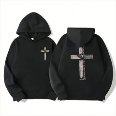 Philippians 4:13 Christian Cross Faith Quote 2 Sided Washed Streetwear Hoodie