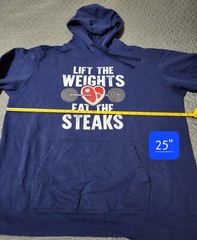 Lift The Weights Eat The Steaks Blue Long Sleeve Sweatshirt Size XL