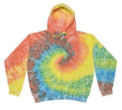 Tie Dye Zip Up Hoodies, Adult S to XXXL 80% Cotton, L/S, Pockets, Zipper