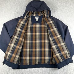 L.L. Bean Hoodie Mens Large Katahdin Iron Works Zip Flannel Lined Grunge Jacket