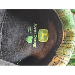 John Deere Mens Hoodie Black Plaid Lined Logo Pullover Sweatshirt Large