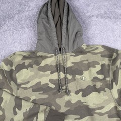 Champion Hoodie Mens Medium Camo BDU Woodland Pullover Sweatshirt