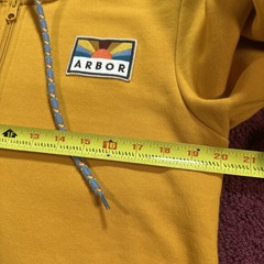 Arbor Collective Mens Small Full Zip Hoodie Yellow Arbor Front Logo