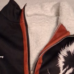 Men’s Black 1/4 Zip Lion Graphic Mock Neck Sweatshirt L Orange/White