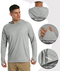 Men’s UPF50+ Sun Protection UV Block Shirts Outdoor Fishing Performance Hoodies