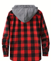 Hoodie Blue-Red-Purple-Green Dark Gray Shirt Flannel Look L-XL-2XL-3XL Free Ship