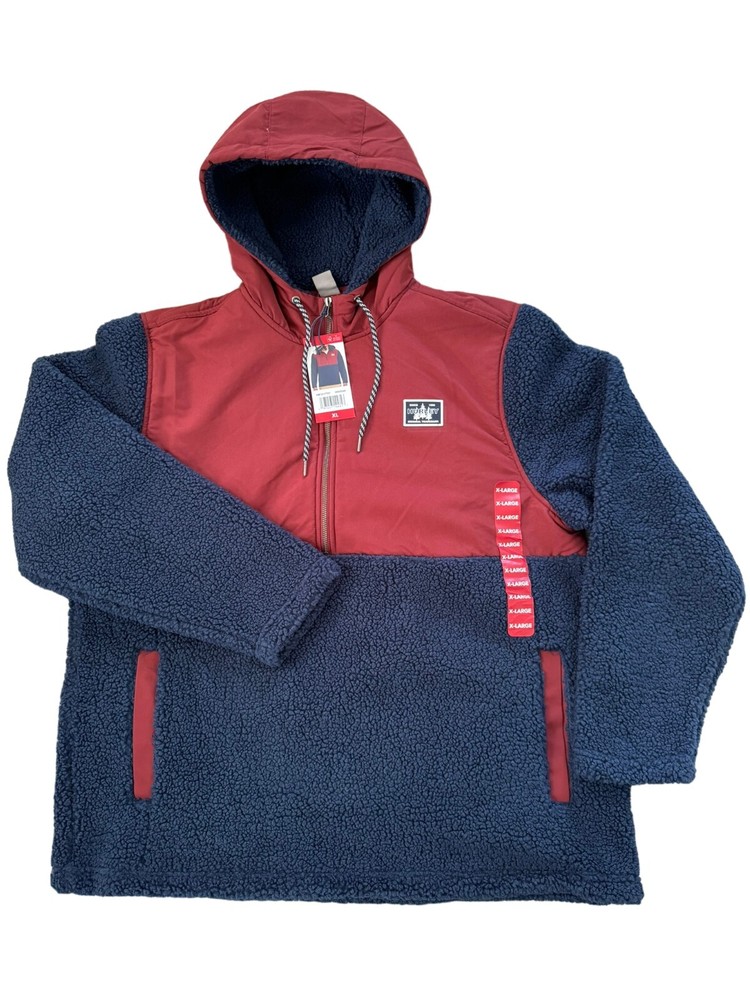 HURLEY Men’s Sherpa Anorak Half Zip Pullover Hoodie, Size Large XL, Obsidian