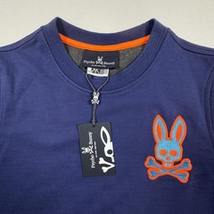 Psycho Bunny Sweatshirt Mens XXS Blue Crewneck Vail Bunny Logo Embroidered New