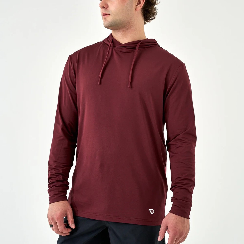 BURLEBO NWT Men’s Performance Hoodie UPF 50 Maroon Medium 4909