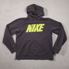 Nike Hoodie Mens Large Gray Hooded Logo Spellout Fleece Sweatshirt Grunge Skater