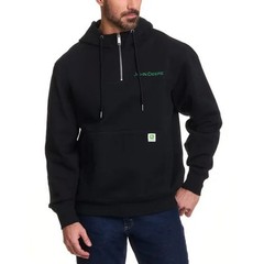 John Deere Men’s Quarter Zip Hoodie, Black Size XL