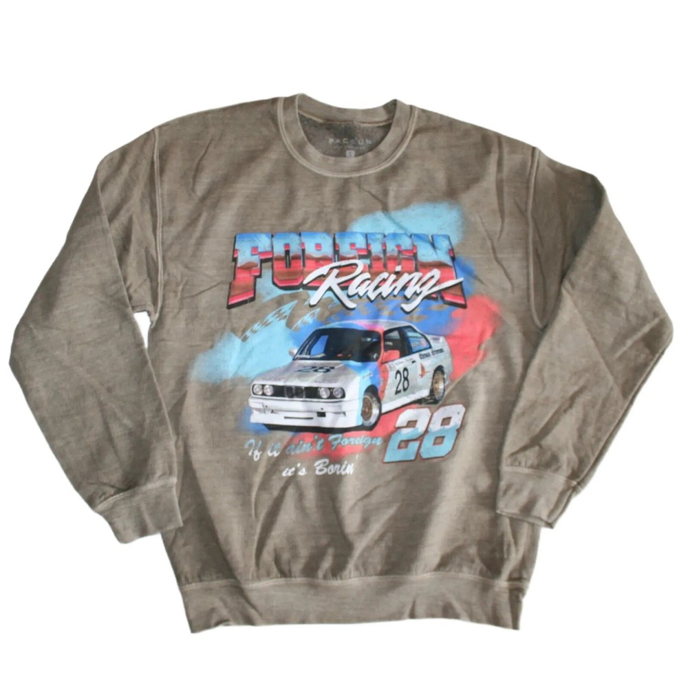 Pacsun If It Ain’t Foreign, It’s Borin’ Men’s Tan Crewneck Sweatshirt – NEW