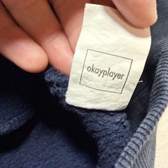 Okayplayer Atliens Sweatshirt Men’s Size Large Navy Blue Red Letter Stitched