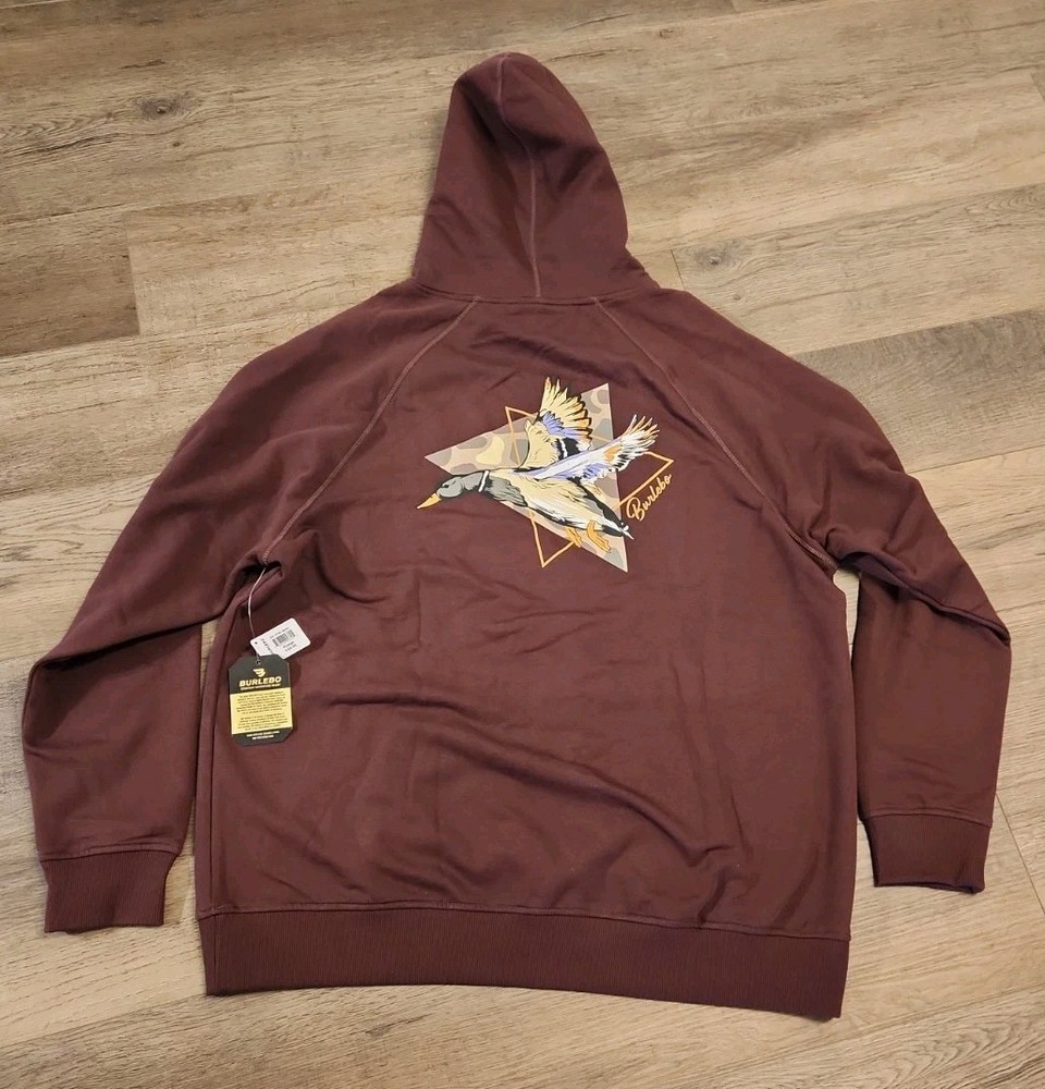 Burlebo Men’s Fleece Pintail Triangle Duck Maroon Hoodie Sz. XL NEW