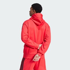adidas Essentials 3-Stripes Fleece Hoodie Red